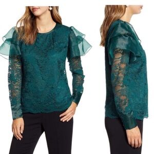 Rachel Parcell Teal Lace Blouse